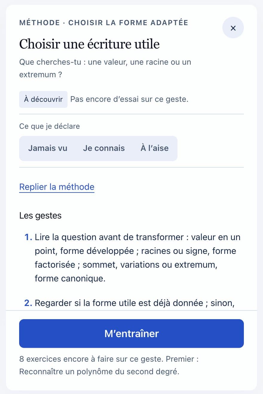 Une méthode pas à pas, puis son exemple